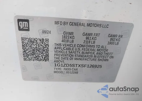 2025 Chevrolet Malibu Fwd 1Lt from USA, damaged, VIN 1G1ZD5STXSF126925